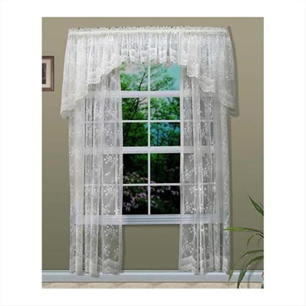 Escenografia Mona Lisa Engineered Bridal Lace Window Panels84 in., White ES2841711 - main